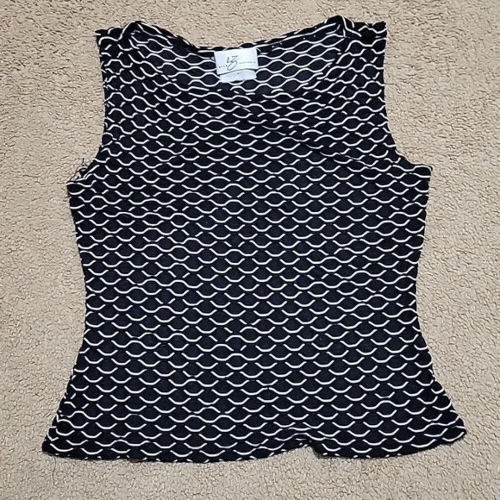 IZ Byer California Black White Textured Tank Top Size Medium